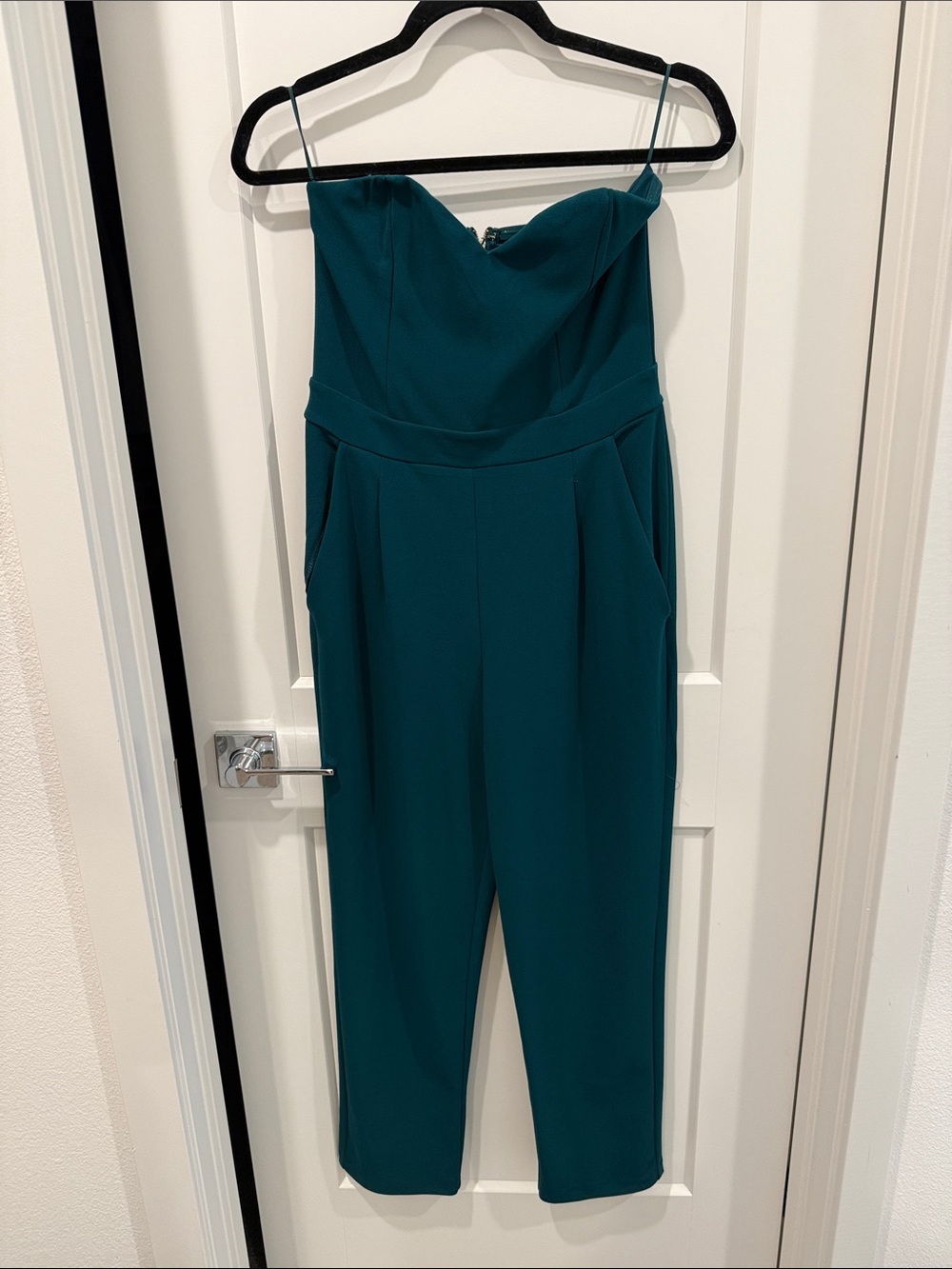 Express Teal Strapless Jumpsuit
